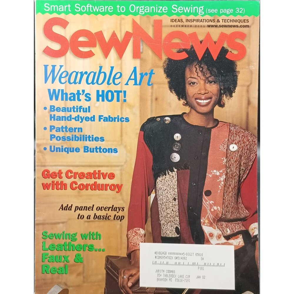 Sew News December 2001 Wearable Art Issue with Janome Memory Craft Advertisement